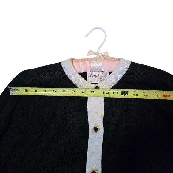 Laura By Alyzia Petites Black & Cream Button-Front Cardigan Dress With Pockets - Picture 8 of 11